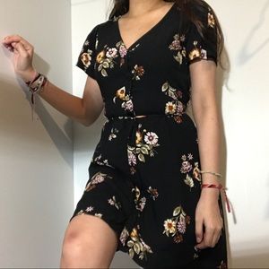 Abercrombie & Fitch black floral button down dress